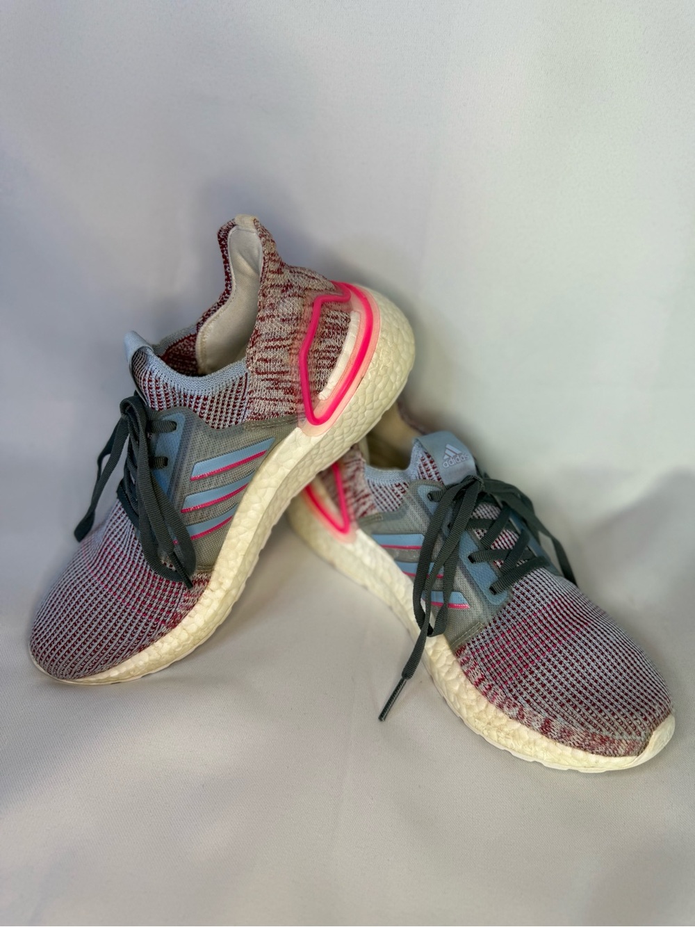 Adidas Ultraboost 19 - ‘Glow Blue Pink’ Knit Running Sneakers - Size US 7